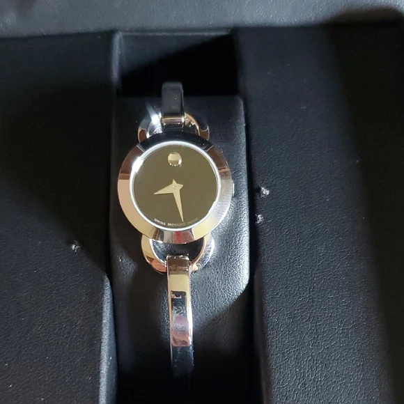 Movado BRAND NEW Bella Bangle Black Dial with Silver Accents Watch - Picture 2 of 6